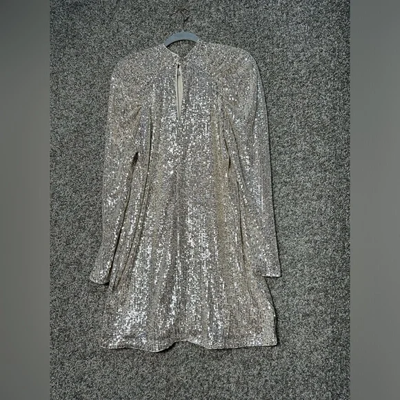 NWT LC Lauren Conrad Long Sleeve Sequined Mini Dress Size Medium - Picture 3 of 6
